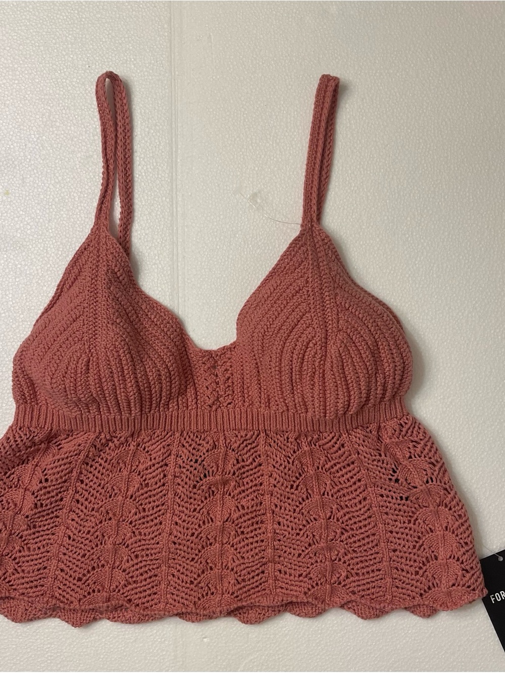 Forever 21 Crochet Knit Bralette Top in Dusty Rose